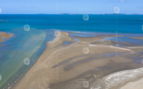 Aerial View of the Beach, Ocean, Green Trees of Wenderholm Regional Park in New Zealand – Auckland Area - NZ Stock Photos